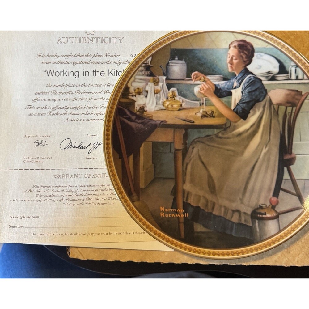 "Working in the Kitchen" Rockwell's Rediscovered Women Plate by Knowles 10217D